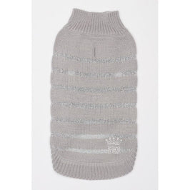 Barker's Bowtique Sweaters XS Metallic Stripe Pet Sweater - Silver