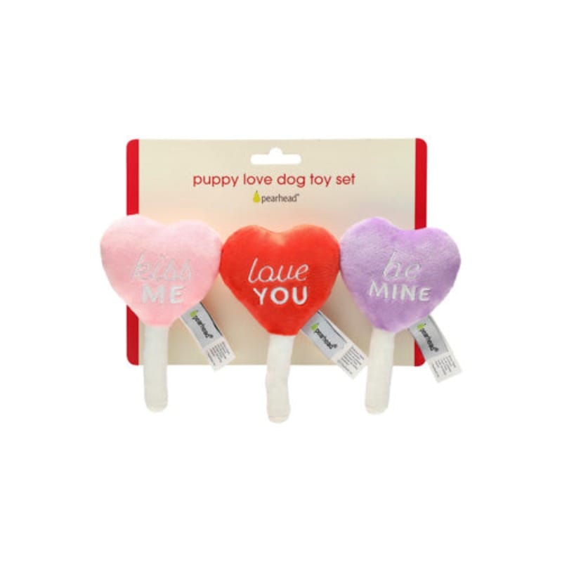 Pearhead, Inc. dog toys Valentine's Conversation Hearts Plush Squeaky Dog Toy Set - 3Pk