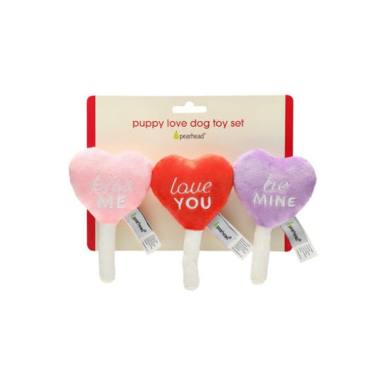 Pearhead, Inc. dog toys Valentine's Conversation Hearts Plush Squeaky Dog Toy Set - 3Pk