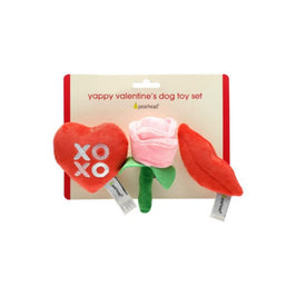 Pearhead, Inc. dog toys Yappy Valentine's Plush Squeaky Dog Toy Set - 3 Pk