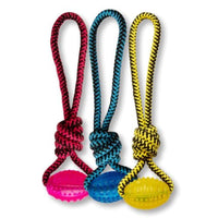 SnugArooz dog toys Yllw Tug Buddy Ball Rope Dog Toy - 18" - Yellow