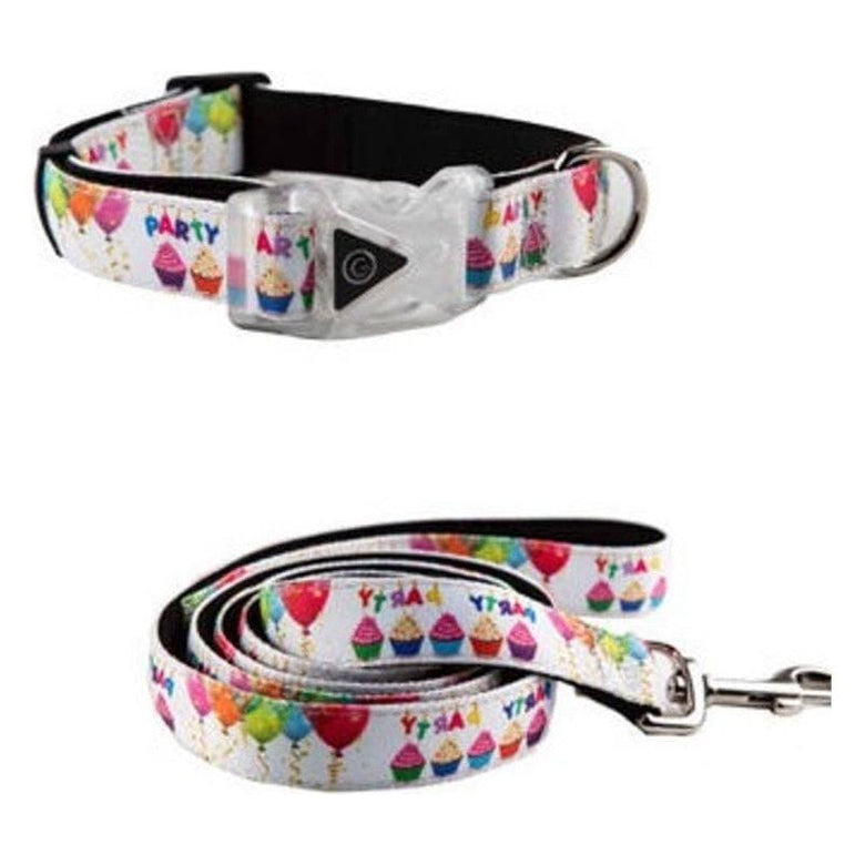 Barker's Bowtique Collars S Birthday Party Adjustable Dog Collar W/ Led Buckle