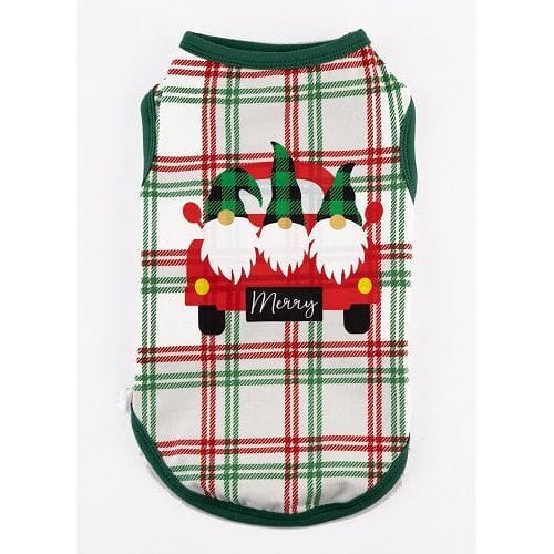 Barker's Bowtique Dog tees XS Gnomes Holiday Plaid Dog Tank
