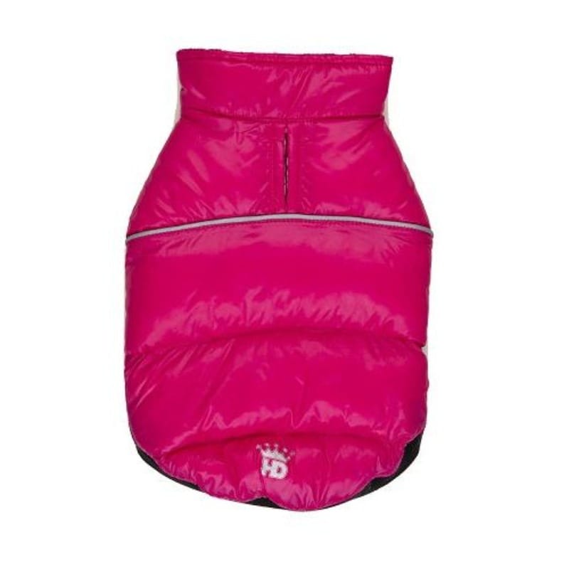 Barker's Bowtique Jackets XS Flex-Fit Reversible Puffer Dog Coat - Pink/ Plaid