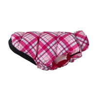 Barker's Bowtique Jackets Flex-Fit Reversible Puffer Dog Coat - Pink/ Plaid