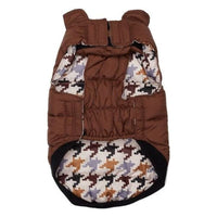 Barker's Bowtique Jackets Brown / Houndstooth Flex-Fit Reversible Puffer Pet Coat