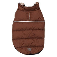 Barker's Bowtique Jackets XS Brown / Houndstooth Flex-Fit Reversible Puffer Pet Coat