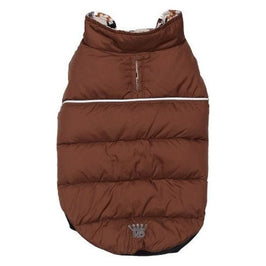 Barker's Bowtique Jackets XS Brown / Houndstooth Flex-Fit Reversible Puffer Pet Coat