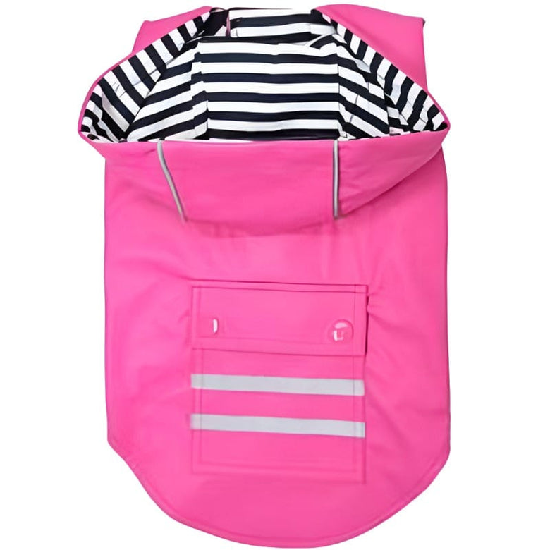 Doggie Design, Inc. Jackets-coats M Slicker Dog Raincoat w/Striped Lining - Pink