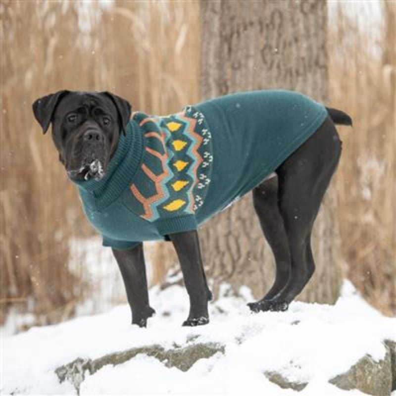 GF Pet Dog Apparel Heritage Teal Dog Sweater