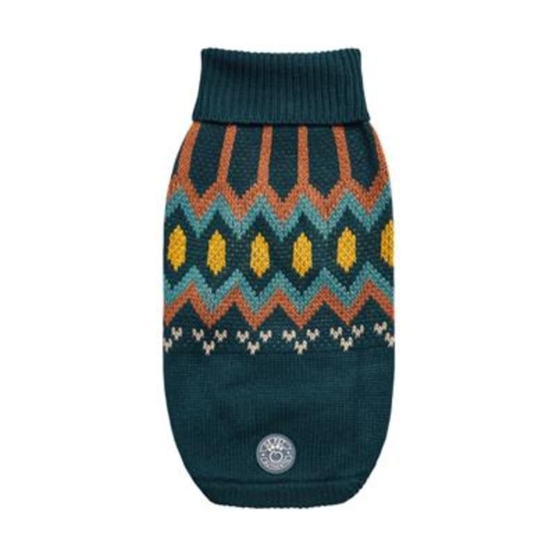 GF Pet Dog Apparel XXS Heritage Teal Dog Sweater