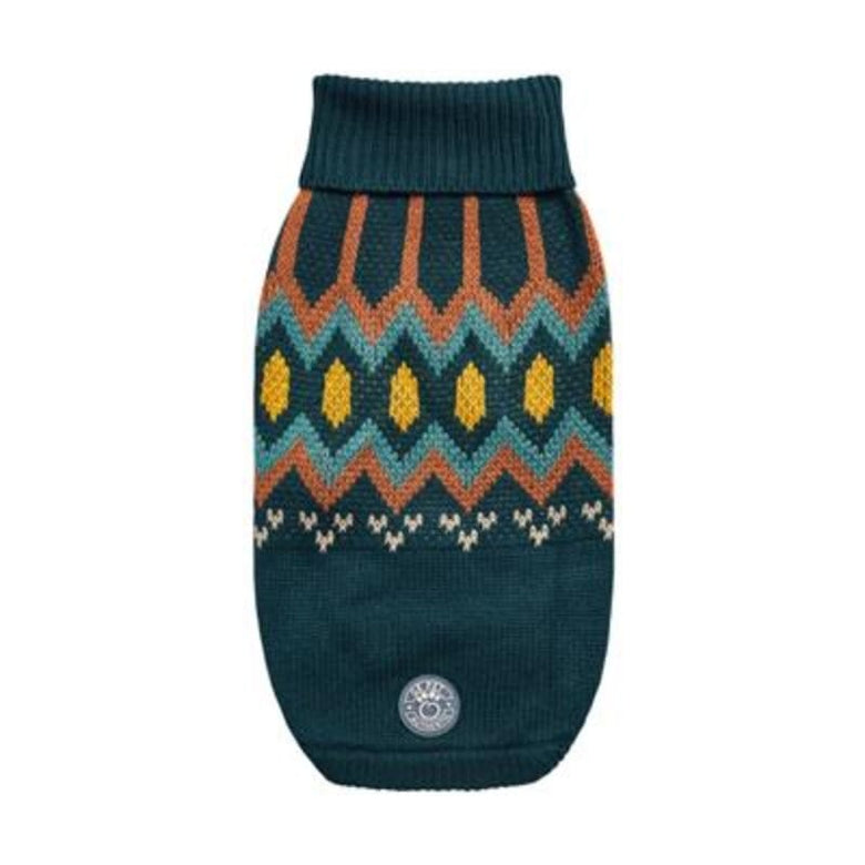 GF Pet Dog Apparel XXS Heritage Teal Dog Sweater