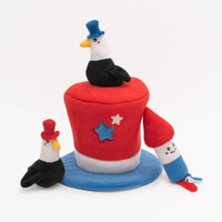 Zippypaws Toys Americana Burrow Top Hat Interactive Dog Toy