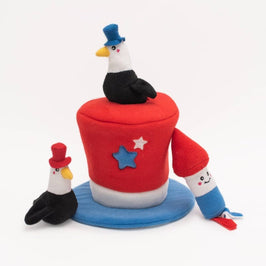Zippypaws Toys Americana Burrow Top Hat Interactive Dog Toy