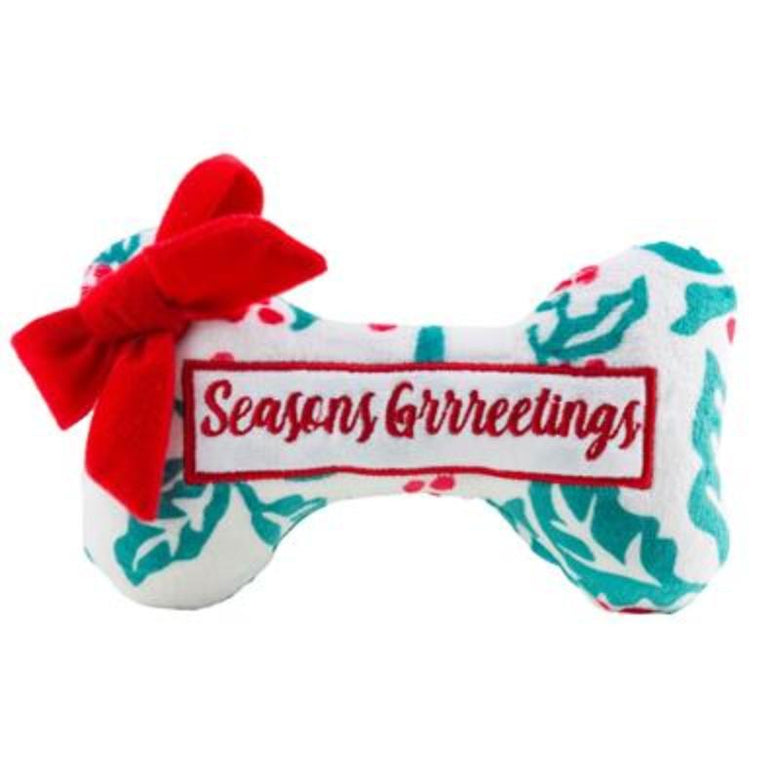 Haute Diggity Dog dog toys Puppermint Bone Holly Print (Seasons Grrreetings) Dog Toy