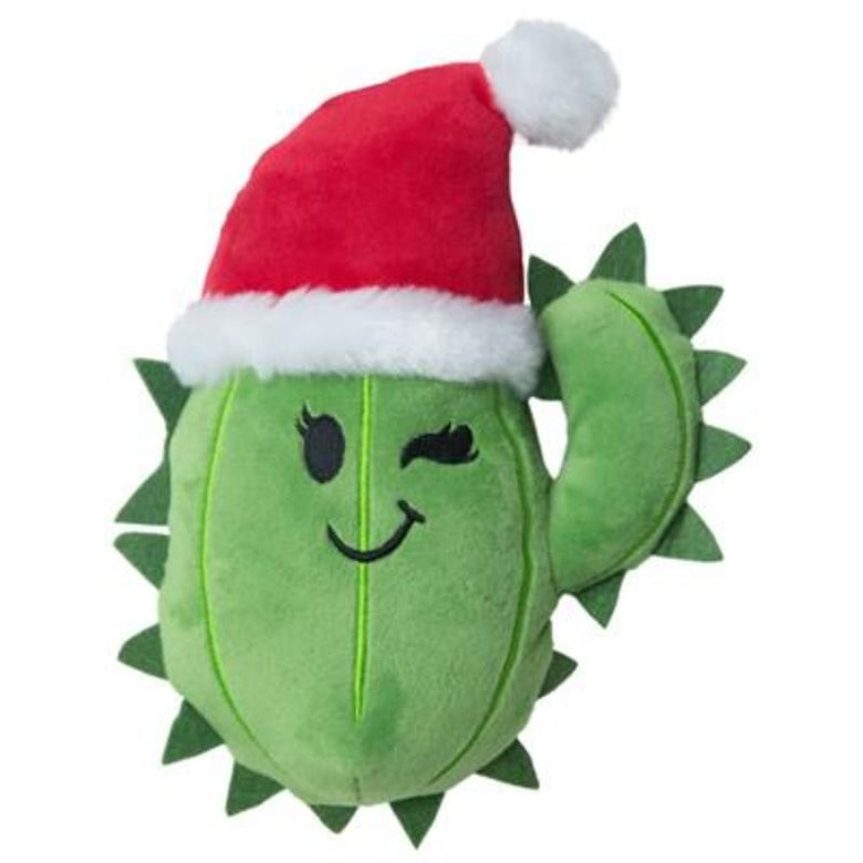 SnugArooz dog toys Chloe the Catcus with Santa Hat Plush Squeak Dog Toy