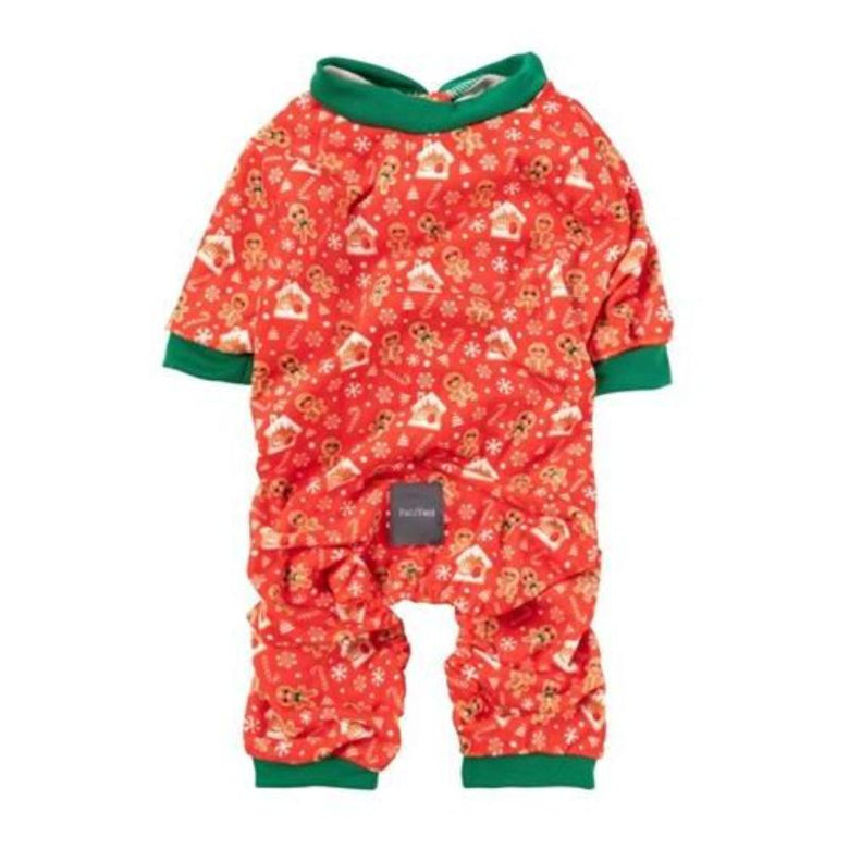 FuzzYard dog apparel S2 Gingerbread Snowstorm Red Holiday Pet Pajamas