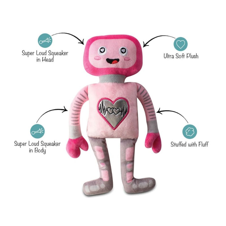 PetShop by Fringe Studio dog toys Will You Beep My Valentine Pink Plush Squeak Dog Toy