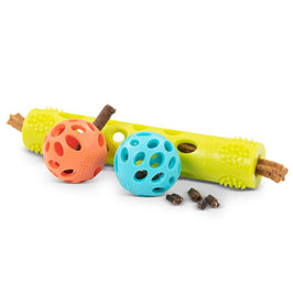 Totally Pooched dog toys Huff'n Puff Two Ball & Stick Rubber Dog Toy Set - 3 Pc