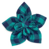 The Worthy Dog SM The Worthy Dog - Green/Navy Buffalo Check Flower: Green/Navy