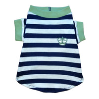 Barker's Bowtique Tee's XS Crown Striped Pet Tee  Navy/Green