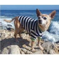 Barker's Bowtique Tee's Crown Striped Pet Tee  Navy/Green