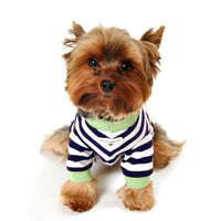 Barker's Bowtique Tee's Crown Striped Pet Tee  Navy/Green