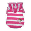 Barker's Bowtique Hoodies XS Pink Stripe Cherry Dog Hoodie