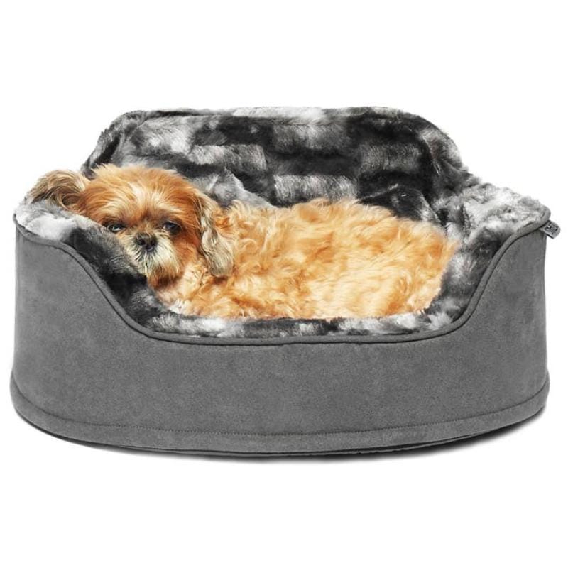 Precious Tails Beds GRY Princess Dog Bed with Bone Pillow - Grey