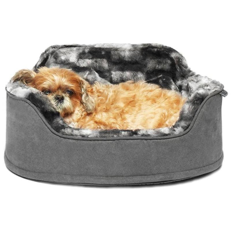 Precious Tails Beds GRY Princess Dog Bed with Bone Pillow - Grey