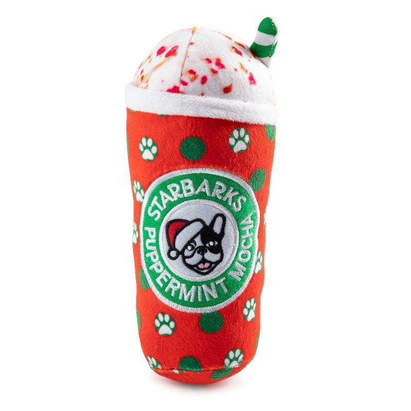 Haute Diggity Dog dog toys Starbarks Puppermint Mocha Holiday Dots Plush Squeak Dog Toy