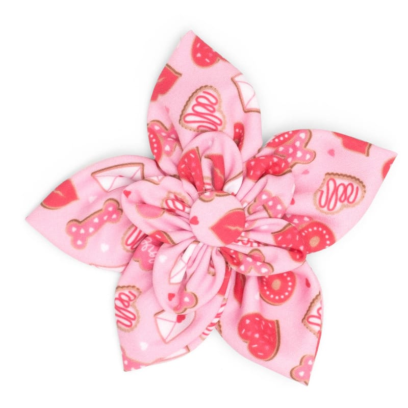 The Worthy Dog Bow Tie SM Love & Kisses Pink Flower Dog Collar Attachment - 2 Sizes