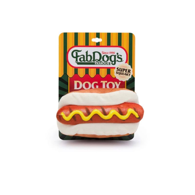 fabdog dog toys Fabdog's Famous Hot Dog Super Squeaky Dog Toy