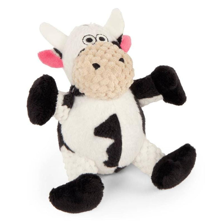 GoDog dog toys MINI Just For Me Checkers Sitting Cow w/Chew Guard Plush Squeak Dog Toy - 2 Sizes