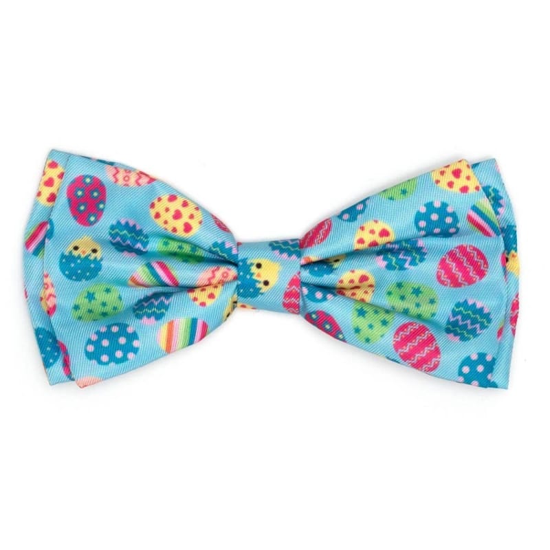 The Worthy Dog Bow Tie SM Easter Eggs Blue Spring Pet Bow Tie - 2 Sizes