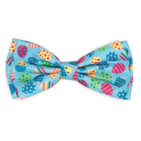 The Worthy Dog Bow Tie SM Easter Eggs Blue Spring Pet Bow Tie - 2 Sizes