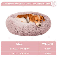 Precious Tails Beds Super Lux Shaggy Fur Donut Bolster Dog Bed in Blue