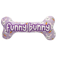 Huxley & Kent dog toys SM Spring Funny Bunny Bone Plush Squeak Dog Toy - 2 Sizes