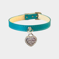 Bark Fifth Avenue Collars 10" Heart Sniffany Dog Collar Teal