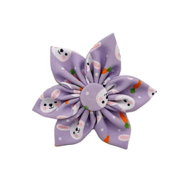 Huxley & Kent Bow Tie SM Funny Bunny & Carrots Purple Pinwheel Dog Collar Attachment - 2 Sizes
