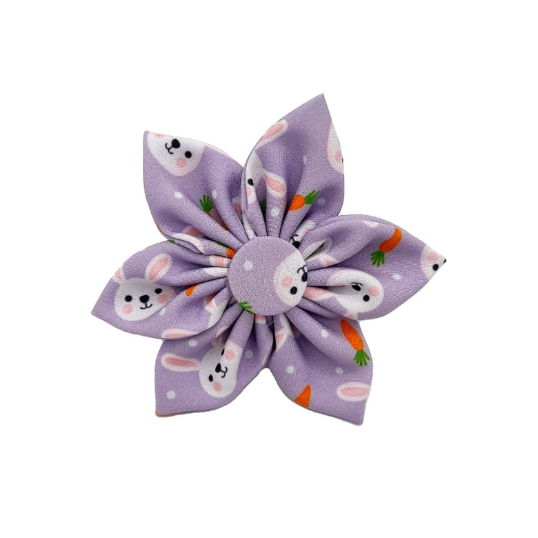 Huxley & Kent Bow Tie SM Funny Bunny & Carrots Purple Pinwheel Dog Collar Attachment - 2 Sizes