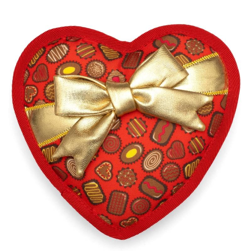 The Worthy Dog dog toys Big Red Heart Box of Chocolates Squeaky Dog Toy