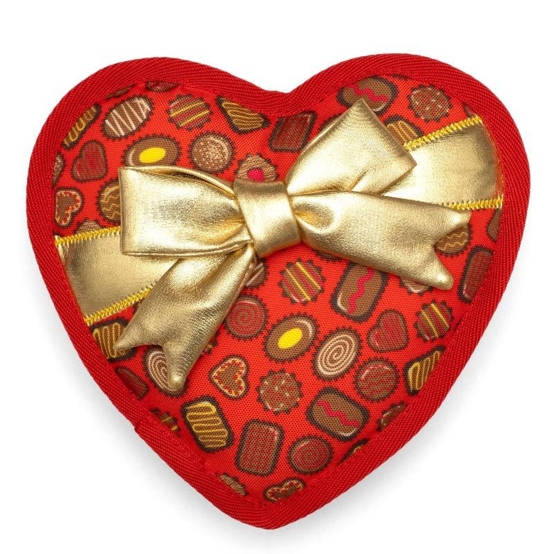 The Worthy Dog dog toys Big Red Heart Box of Chocolates Squeaky Dog Toy