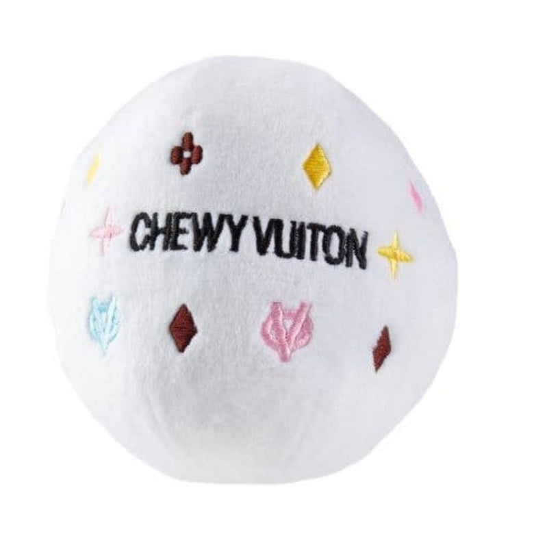 Haute Diggity Dog dog toys S White Chewy Ball Plush Squeak Dog Toy - 2 sizes