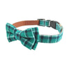 BARK by DOG Collars LG Green Plaid Multi Bow Tie Dog Collar