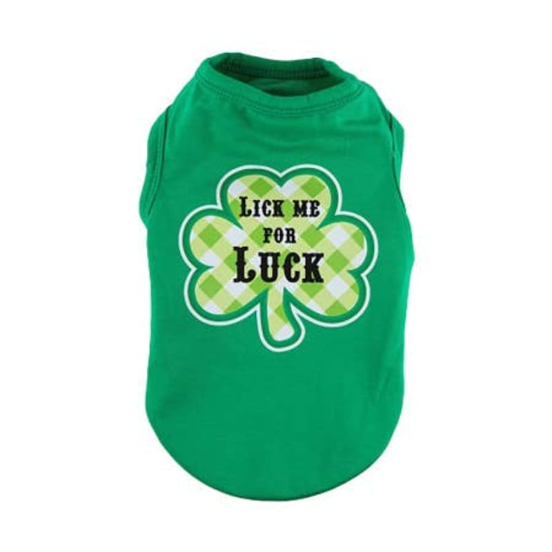 Barker's Bowtique Tee's XS St. Patrick's Shamrock Lick Me For Luck Dog T Shirt