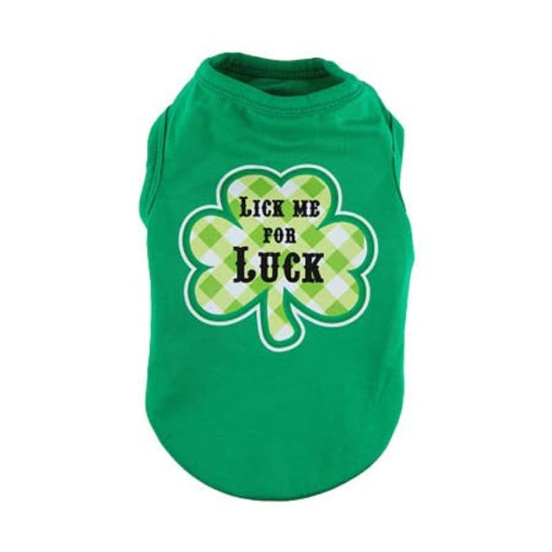Barker's Bowtique Tee's XS St. Patrick's Shamrock Lick Me For Luck Dog T Shirt