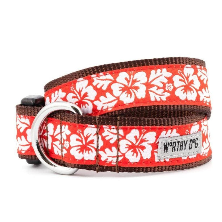 The Worthy Dog Collars XS Aloha Red Dog Collar