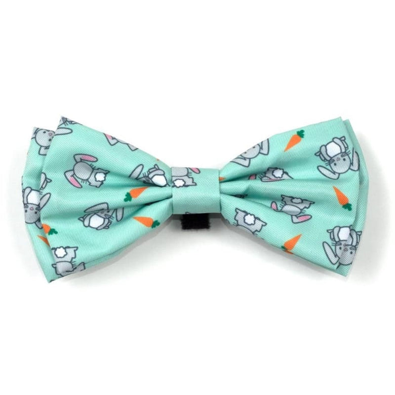 The Worthy Dog Bow Tie SM Bunnies & Carrots Mint Green Pet Bow Tie - 2 Sizes