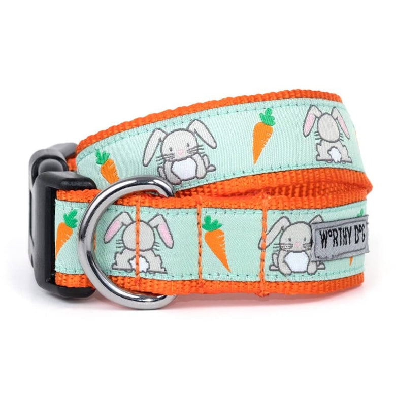 The Worthy Dog COLLARS XS Easter Bunnies & Carrots Spring Mint Dog Collar